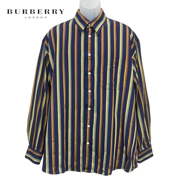 Burberry | Mens XL |‎ Blue Striped Long Sleeve Button Up Shirt Made in USA - Picture 1 of 8